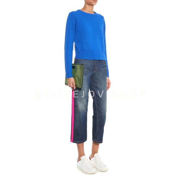 Marc by Marc Jacobs 'Annie' Boyfriend Crop Jeans | Neon Pink Racing Stripe - Picture 12 of 12